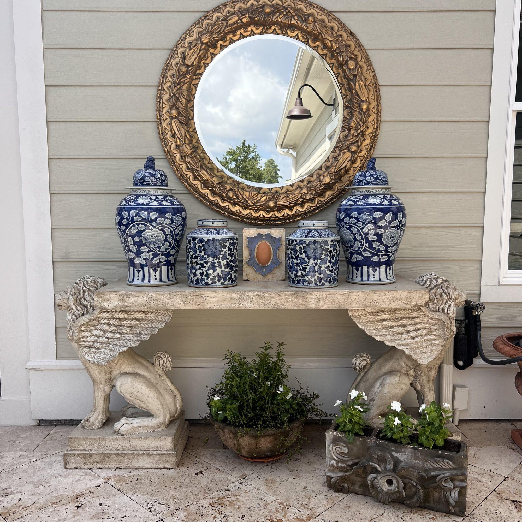 A styled planter installation at a commercial entrance